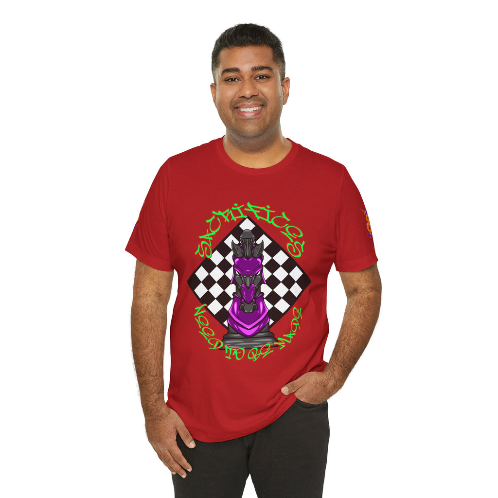 Chess Knight Graphic Tee — Purple Knight on Checkerboard