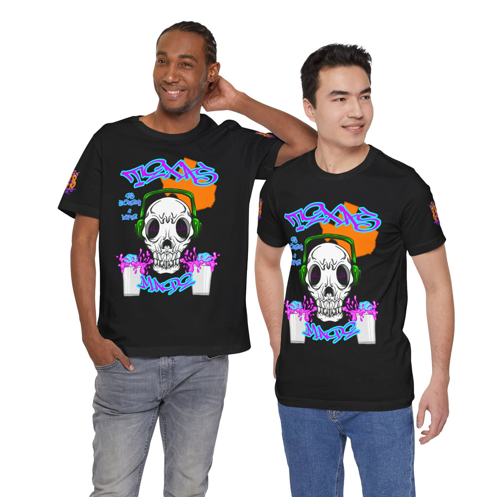 Skull DJ Tee — Streetwear Graphic T‑Shirt with Headphones & Graffiti