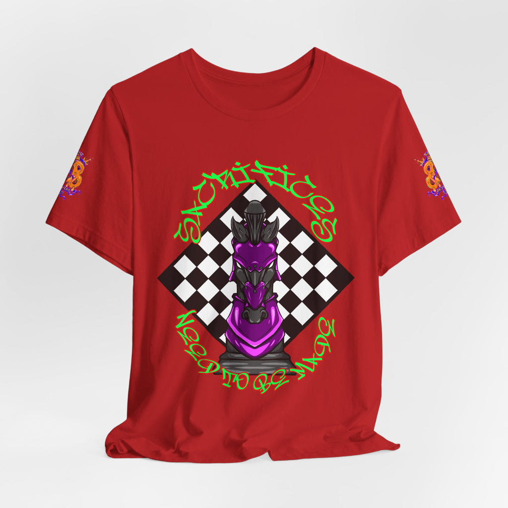 Chess Knight Graphic Tee — Purple Knight on Checkerboard