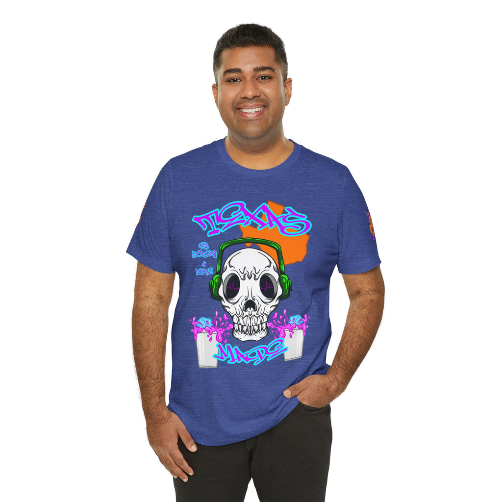 Skull DJ Tee — Streetwear Graphic T‑Shirt with Headphones & Graffiti